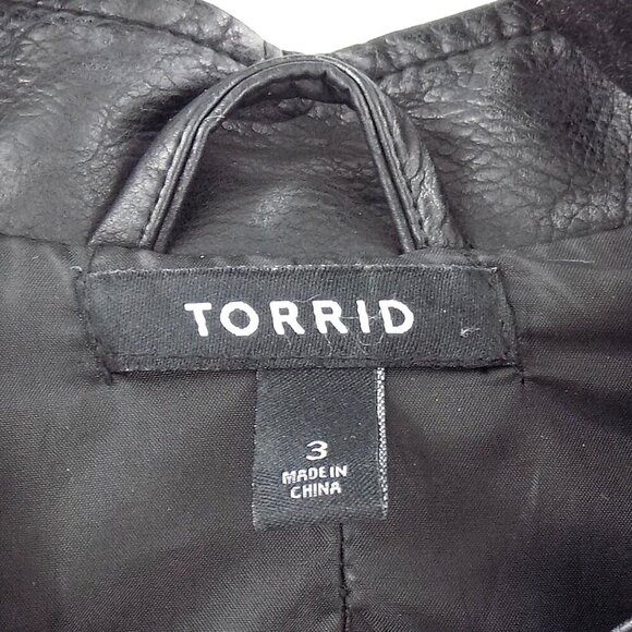Torrid Moto Jacket Size 3X Black Faux Leather Collarless - Picture 5 of 5
